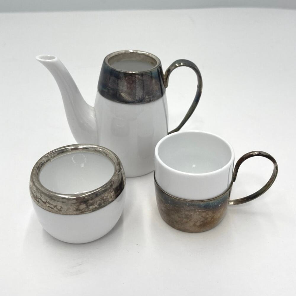 Vintage Sarreguemines Majolica French Porcelain Collectable Mini Tea Set